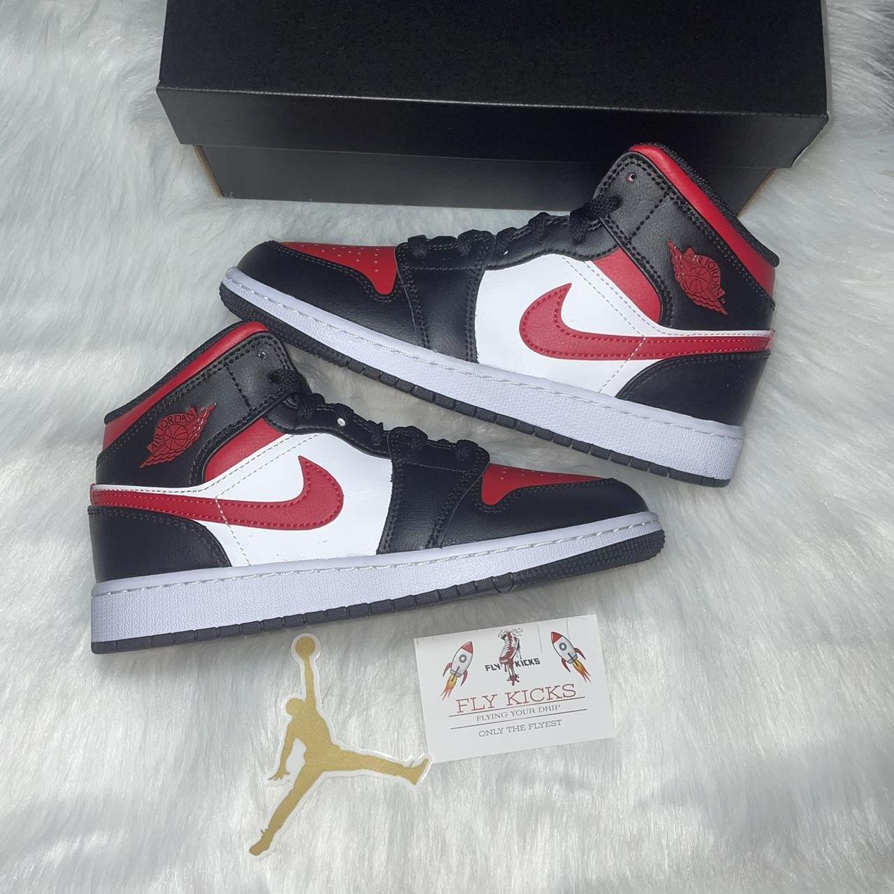 NIKE JORDAN 1 MID - BRED TOE♥️ RED, WHITE &... - Depop