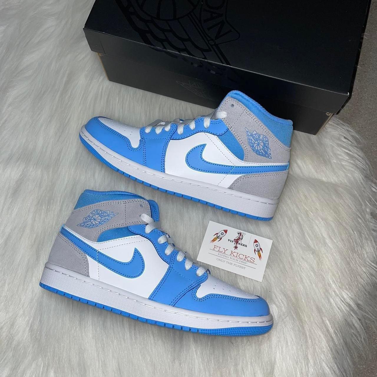 Nike Jordan 1 Mid - University Blue & Grey💧🌪 Blue, - Depop