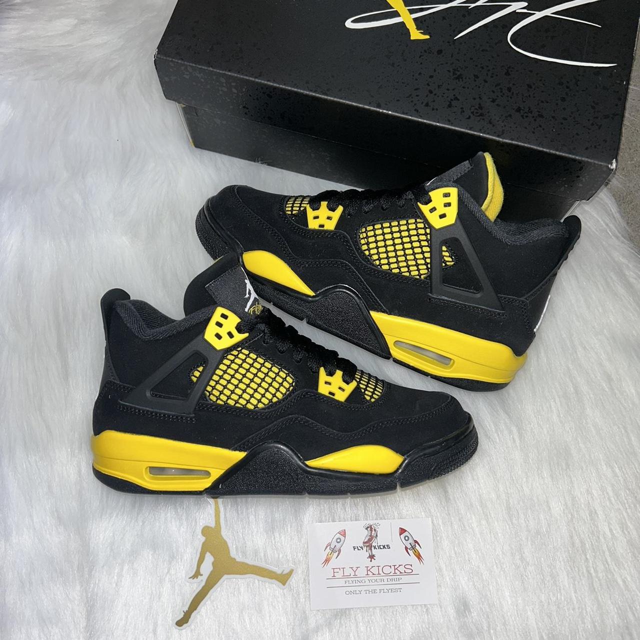 NIKE JORDAN 4 - YELLOW THUNDER⚡️🐝 BLACK & YELLOW🏳️ UK... - Depop