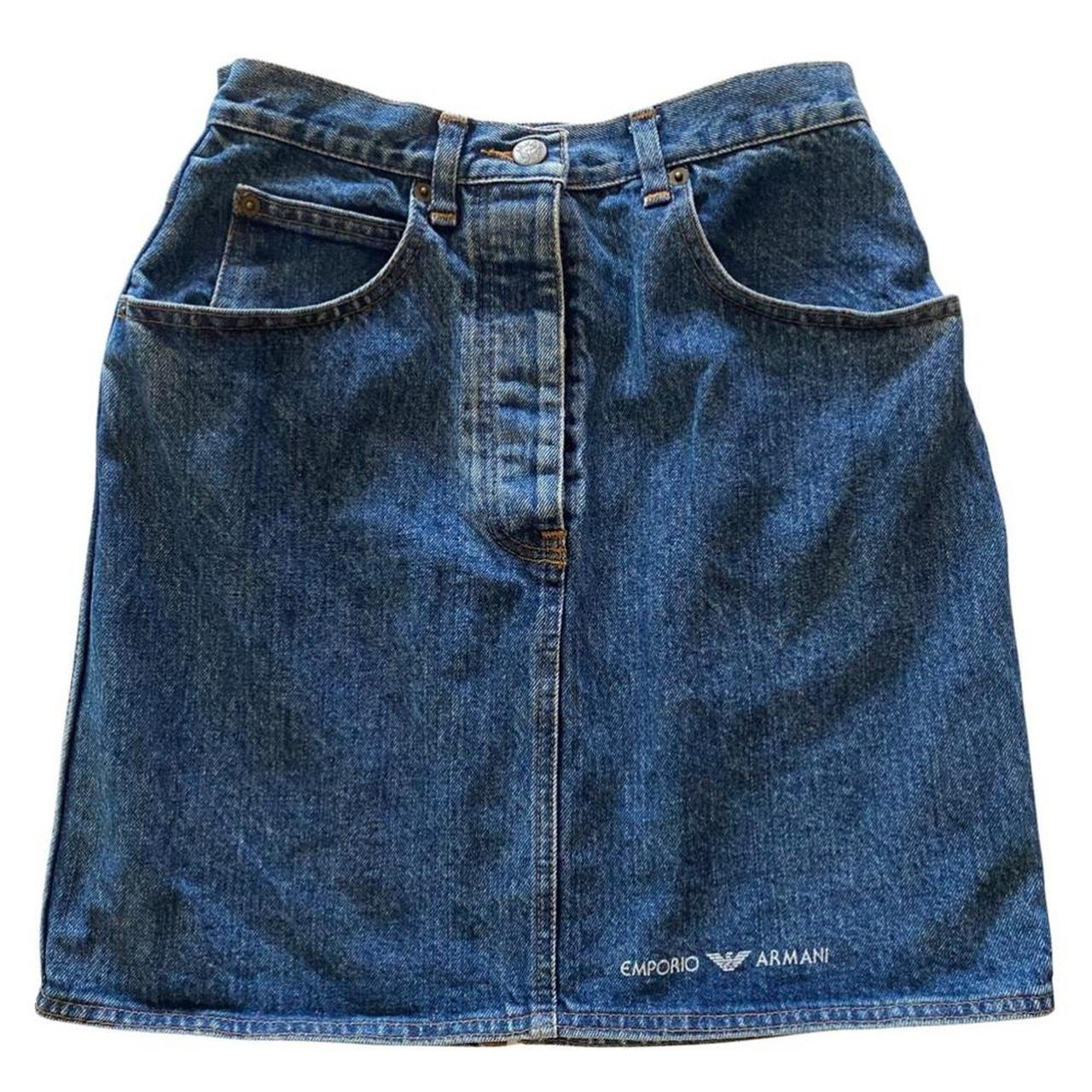 Vintage 90s Emporio Armani Denim Mini Skirt Depop