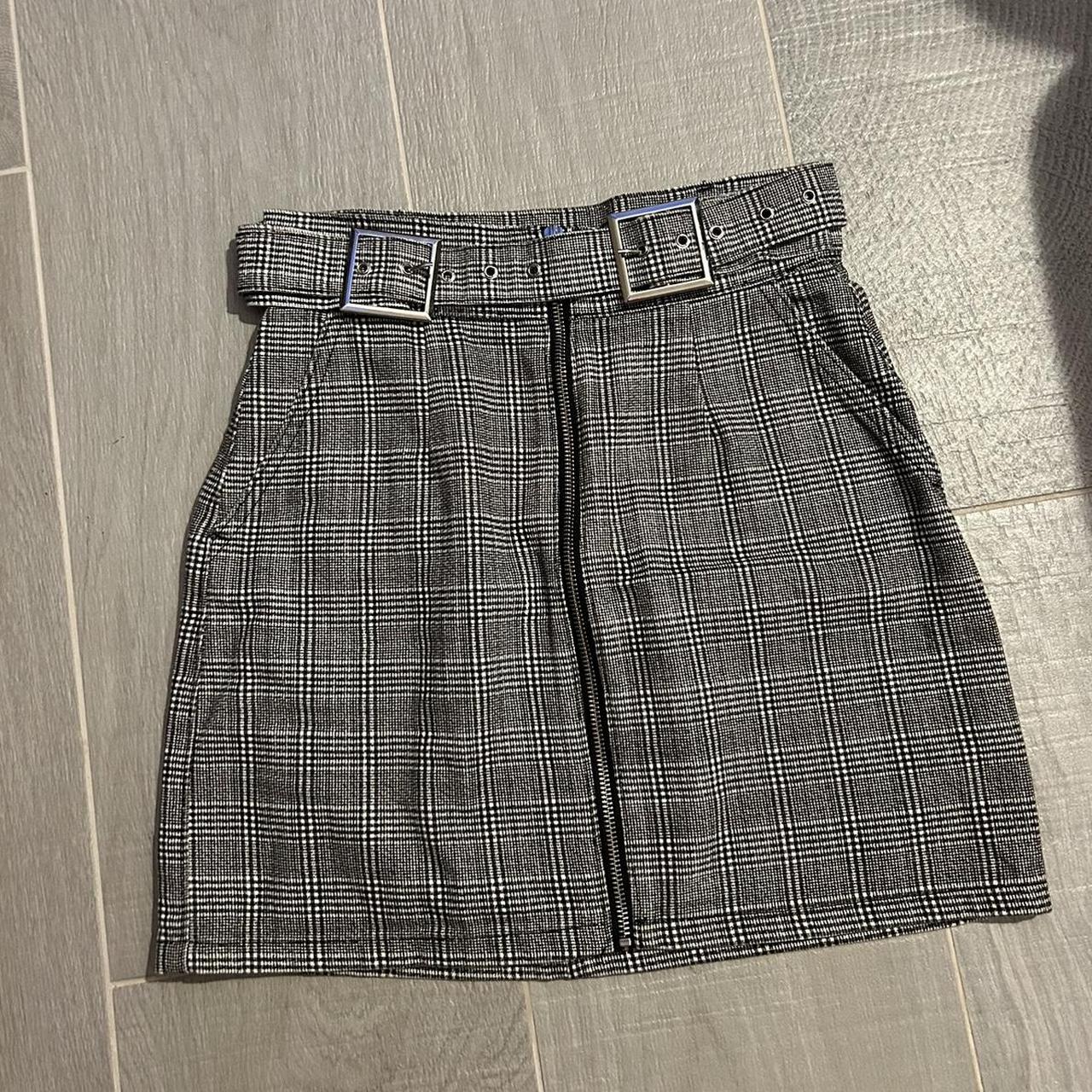 Topshop grey checkered mini skirt, size UK 8,