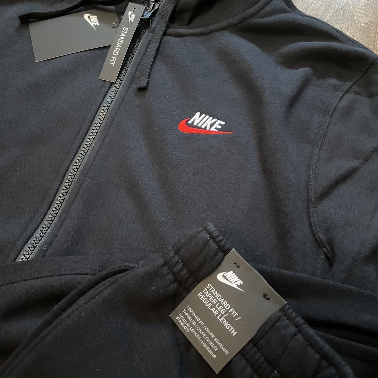 black nike zip up hoodie red tick