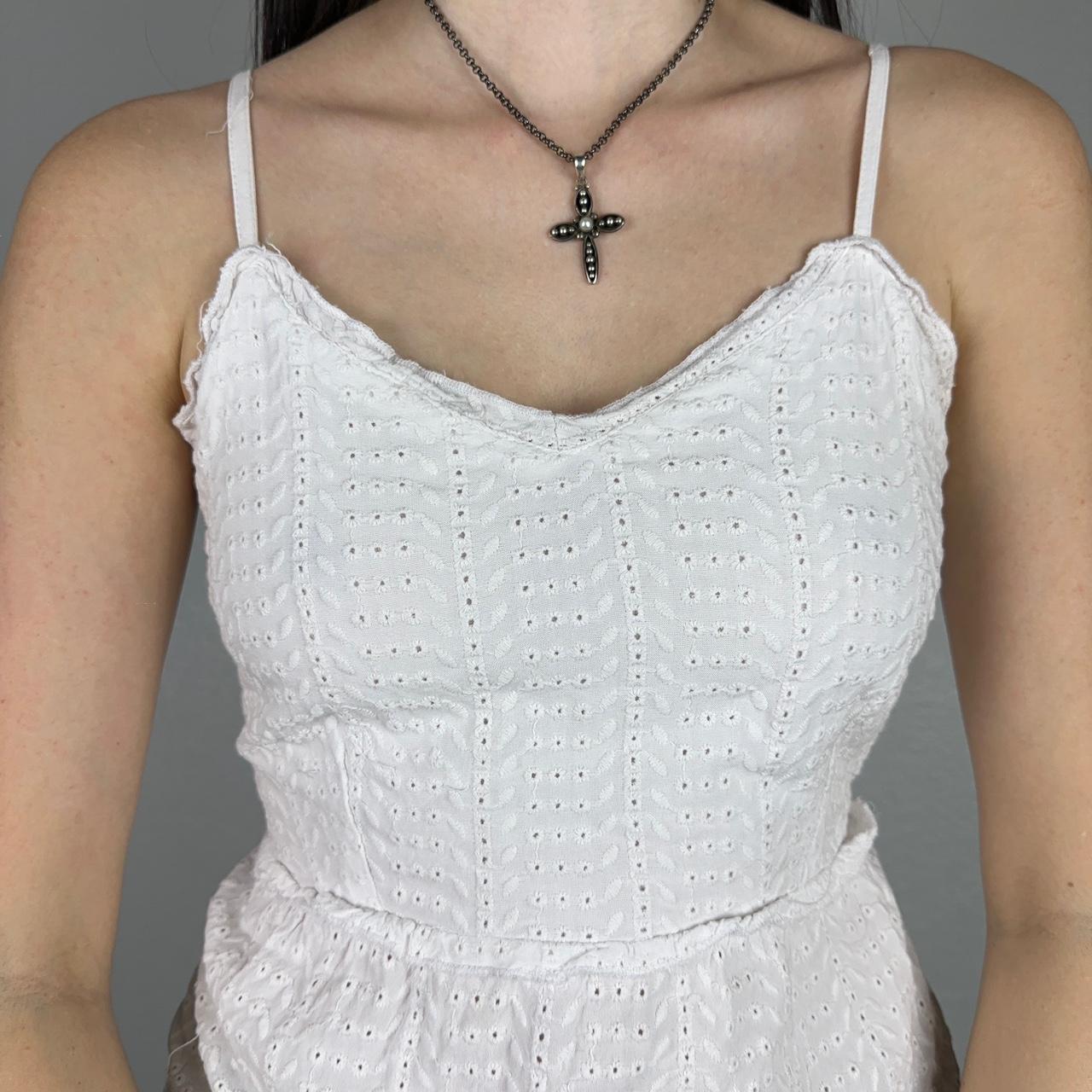 Cute White Eyelet Lace Tank Top Shirt Labeled Size Depop