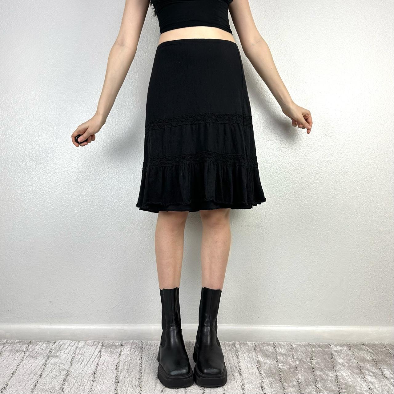 Black crochet skirt knee length best sale