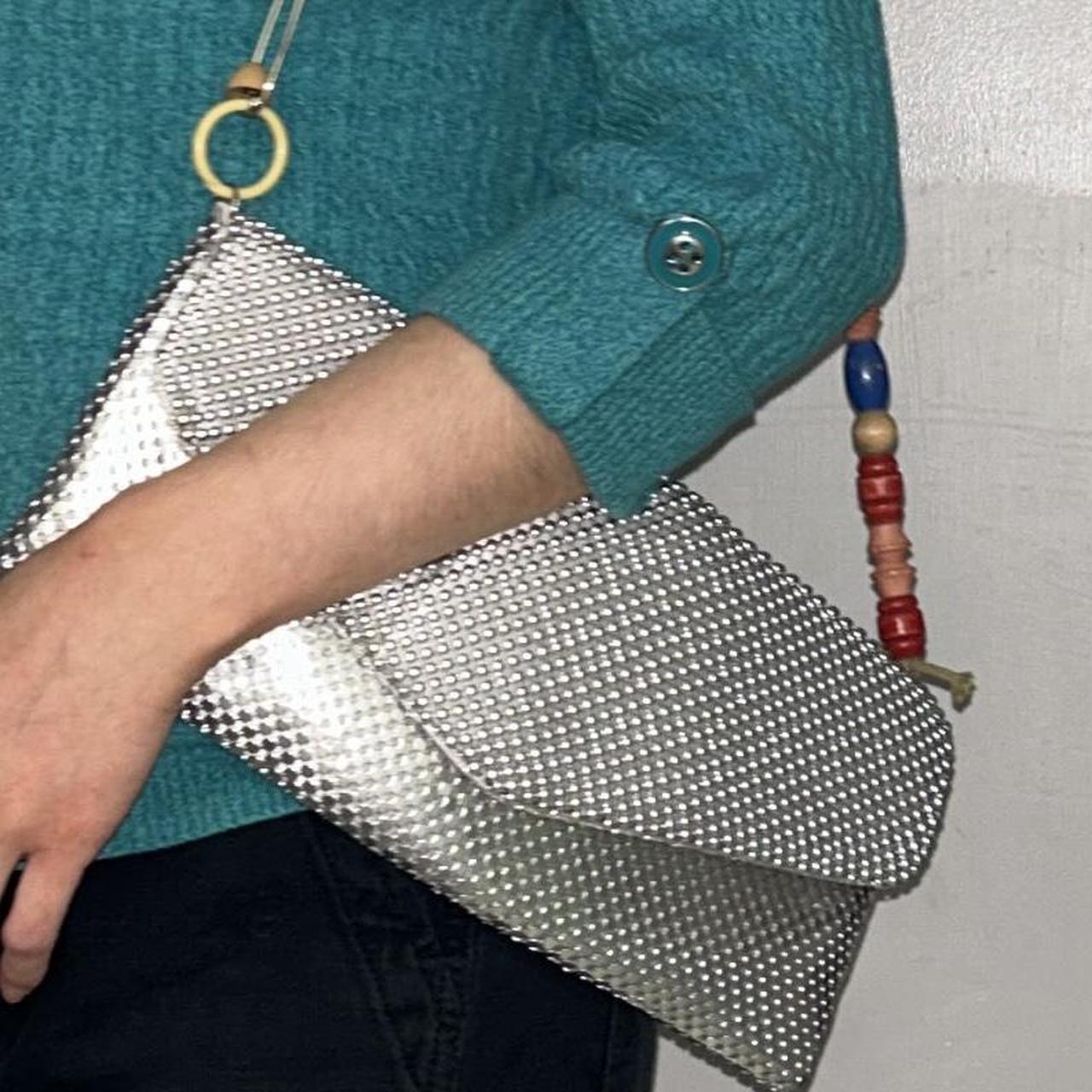 Women's Bag - Blue/Multi – rectangular silver met… - image 3