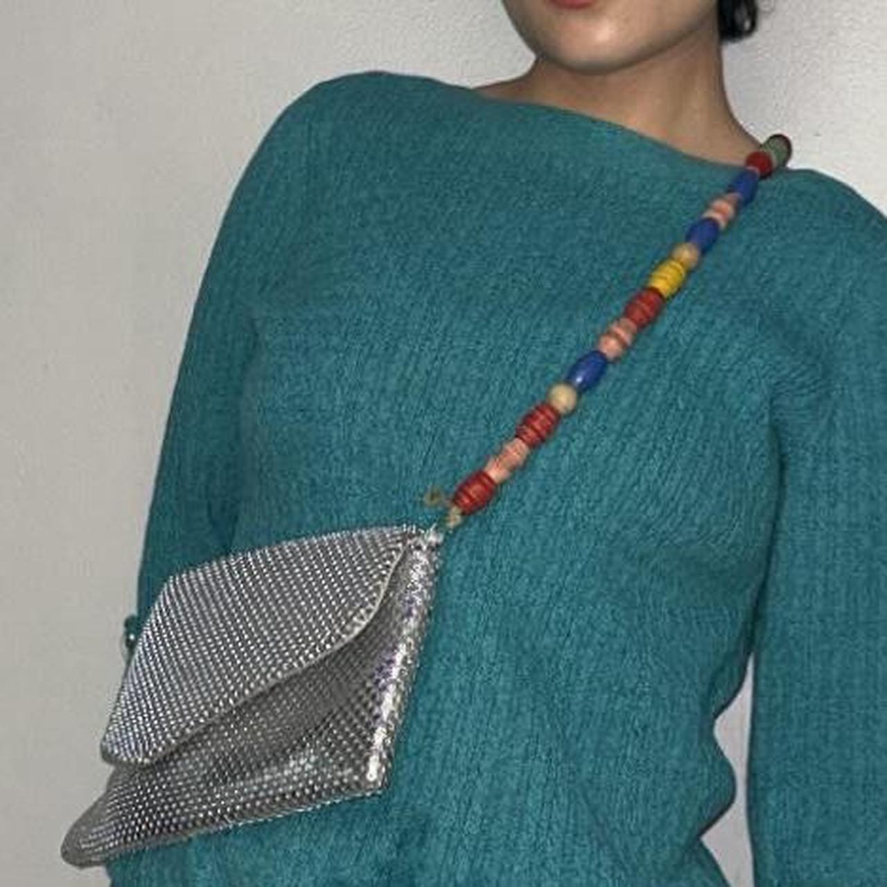 Women's Bag - Blue/Multi – rectangular silver met… - image 2