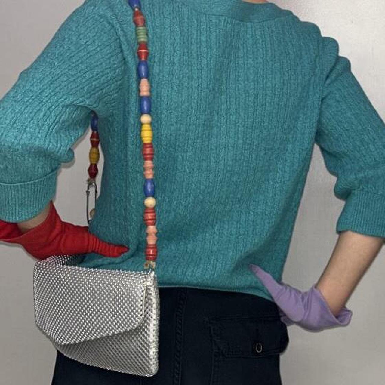 Women's Bag - Blue/Multi – rectangular silver met… - image 6