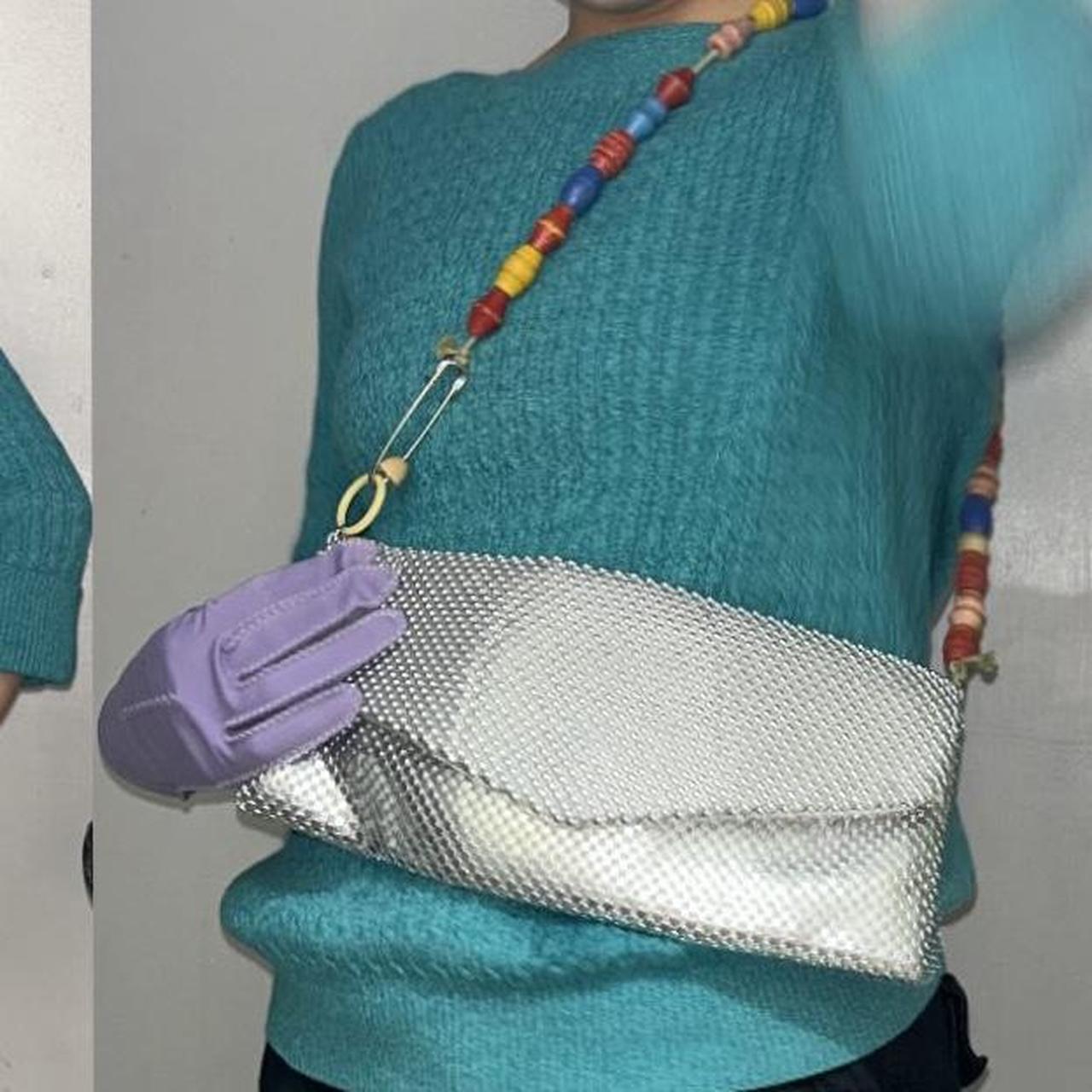 Women's Bag - Blue/Multi – rectangular silver met… - image 1