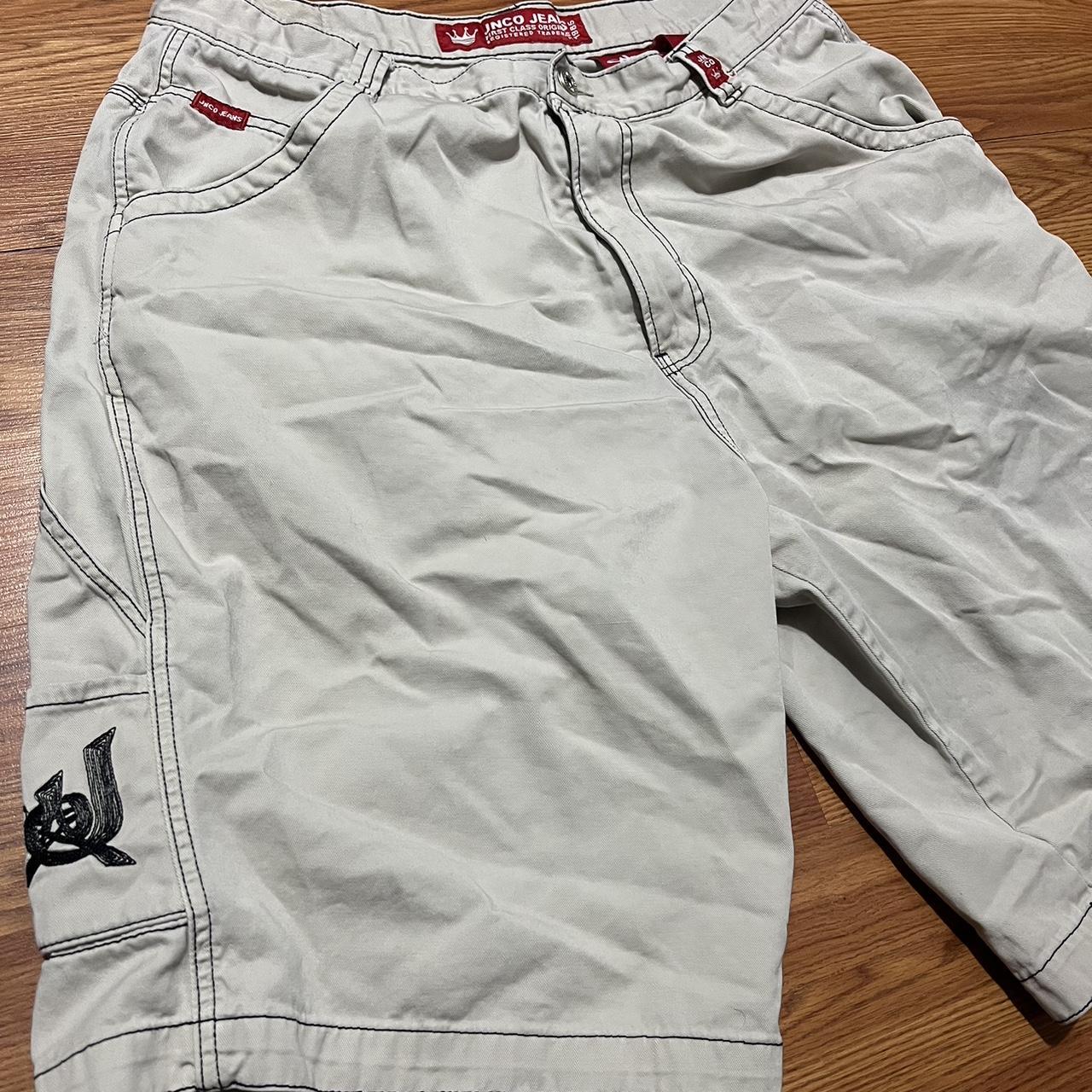 Jnco shorts Embroidered back pocket with spell out... - Depop