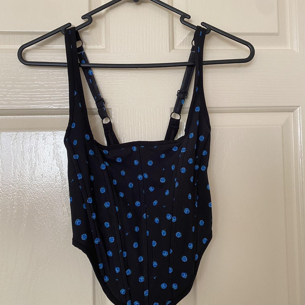 Supre black and blue floral corset top. Size... Depop