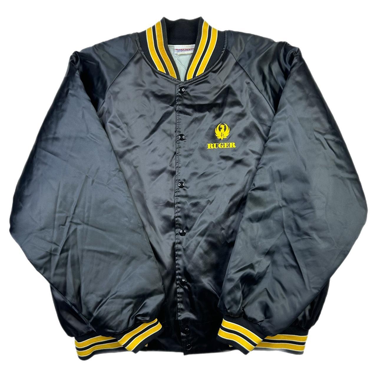 American Vintage Men's Black and Yellow Jacket Depop