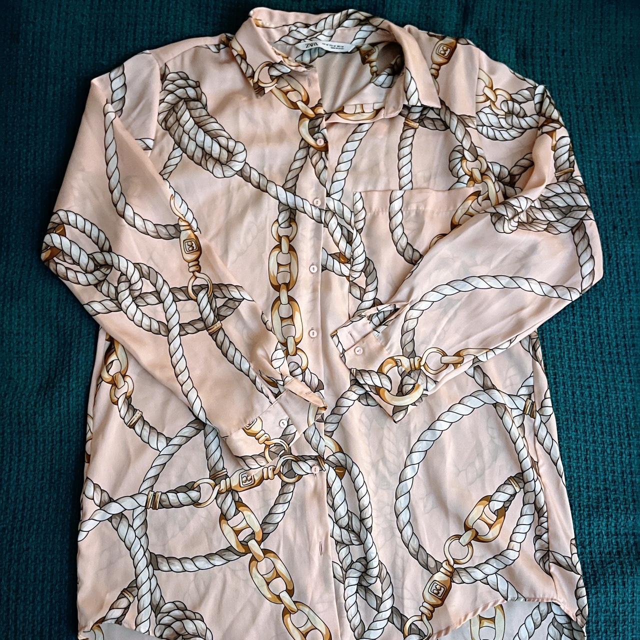 zara pink chain blouse