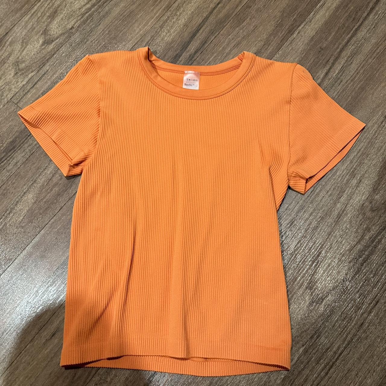 Aritzia orange ribbed seamless material ***hits at... - Depop