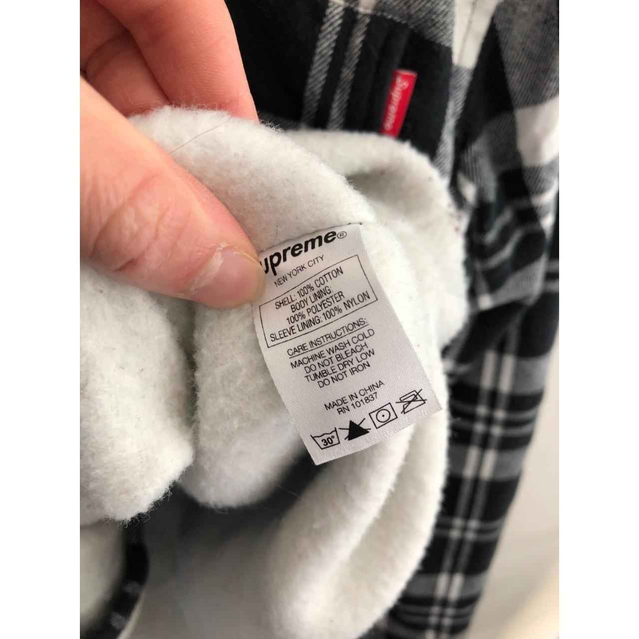 Supreme Sherpa Flannel Jacket Black/White Size... - Depop