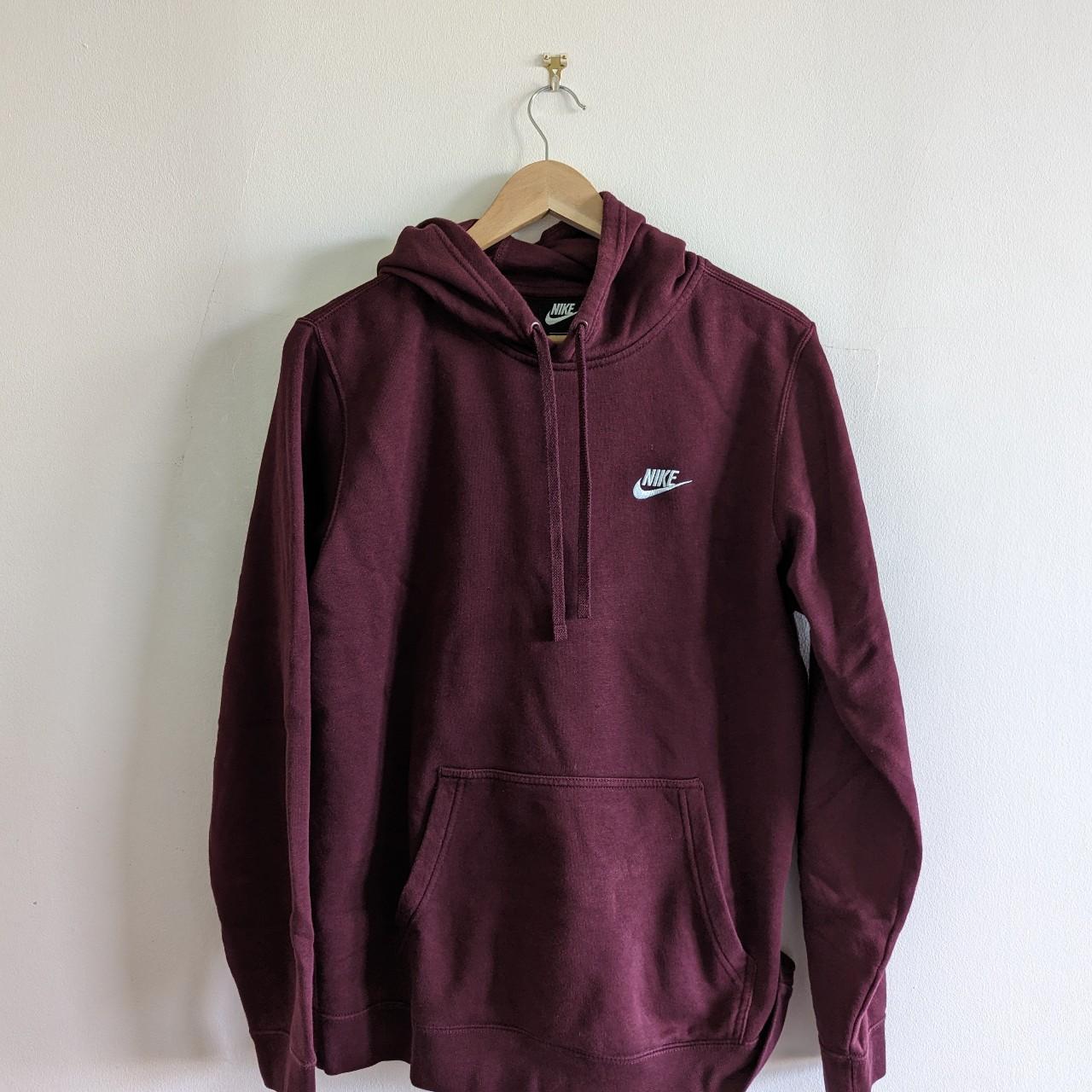 Men's Nike Club Logo Hoodie in Burgundy, Size... - Depop