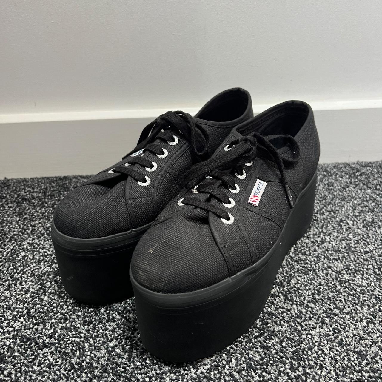 Black Superga 2802 platforms with extra high