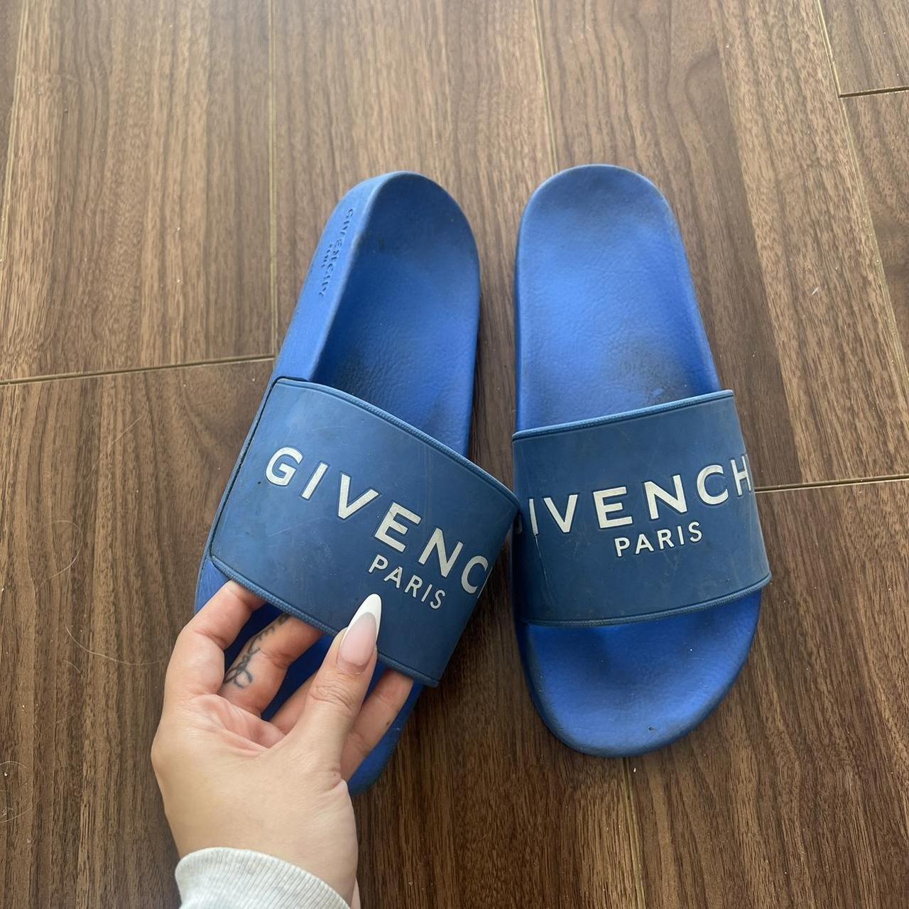 Givenchy slides blue velvet sale