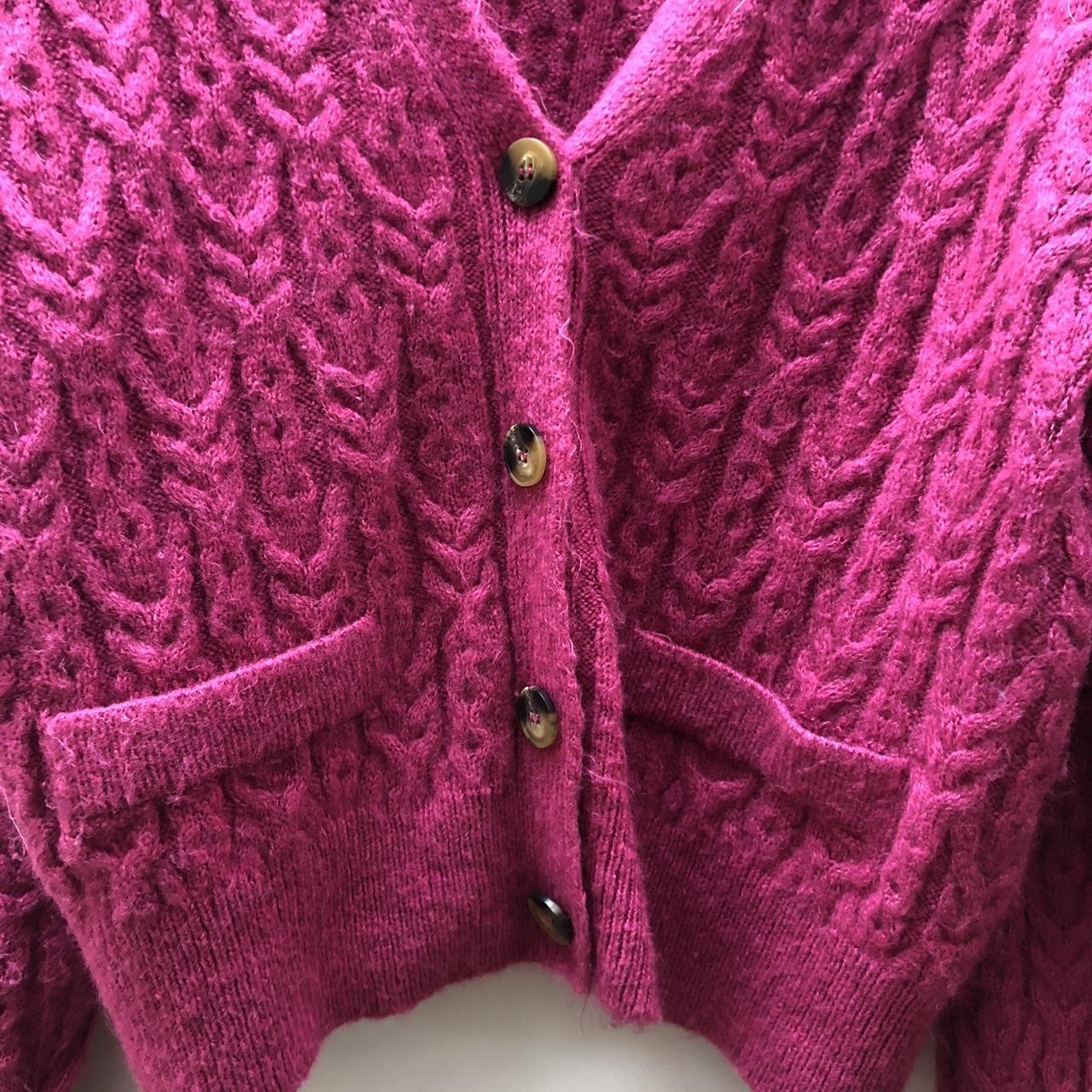 Dark pink Zara cardigan. Tortoise shell buttons and... Depop