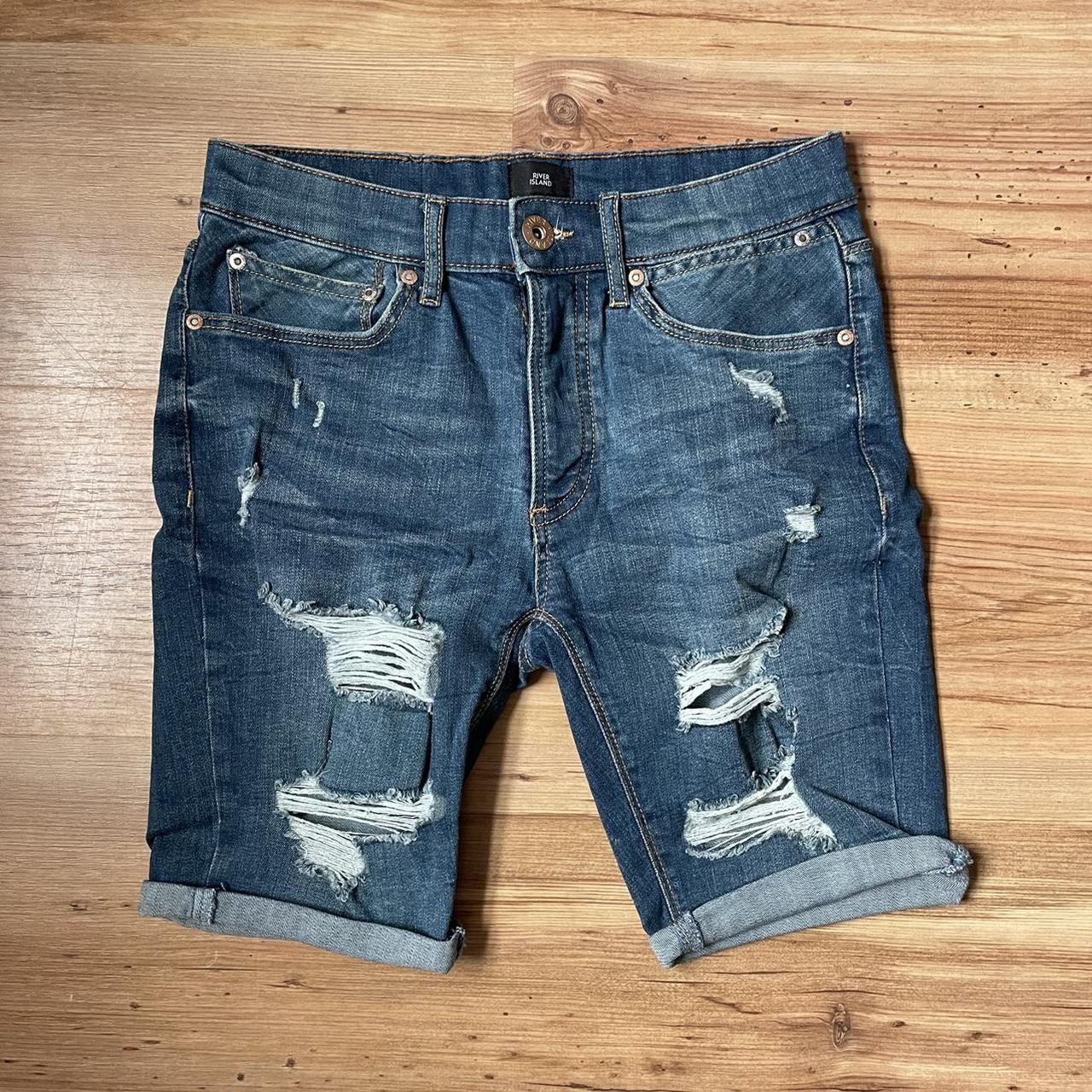 River island ripped Jean shorts Size - 28/XS Perfect... - Depop