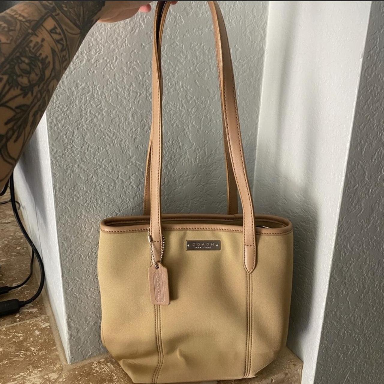 Coach tan shoulder purse Depop