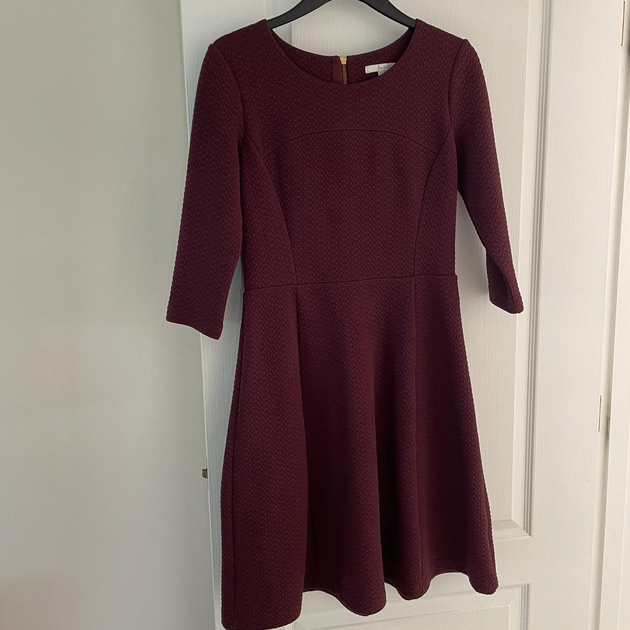 burgundy boden a line dress 3/4 length... - Depop