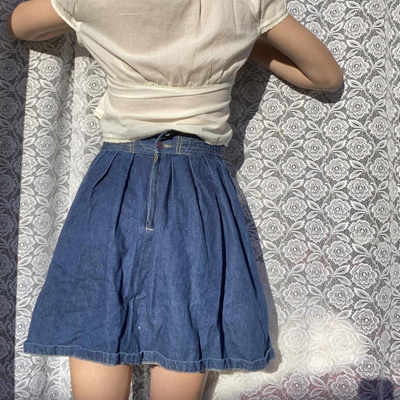 Cutest pleated blue denim skirt. Gives a very... - Depop