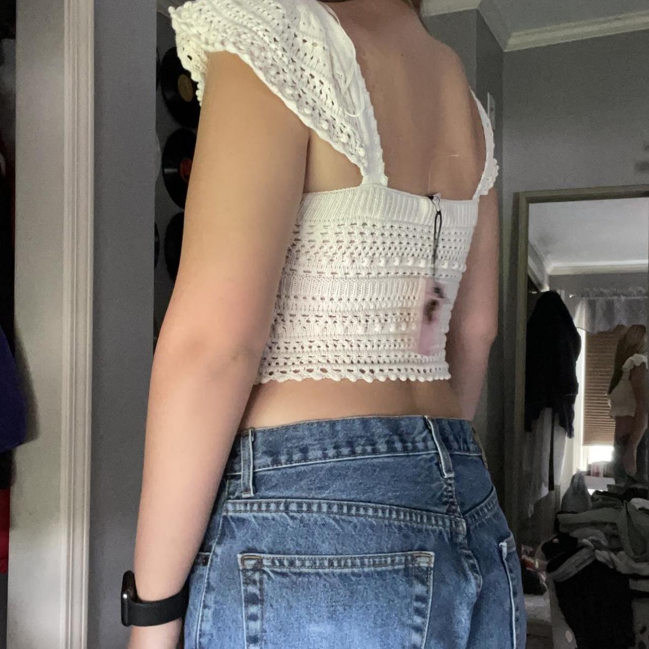 cream knit top new with tags/never worn size xs... - Depop