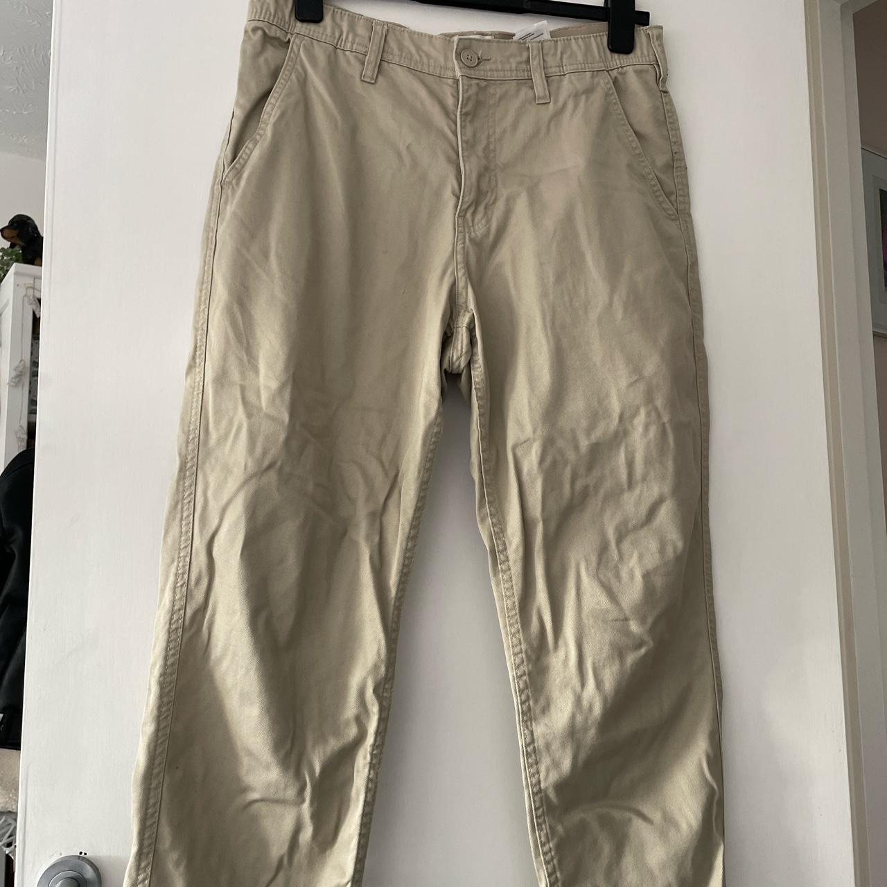 H&M Men's Cream and Tan Trousers | Depop