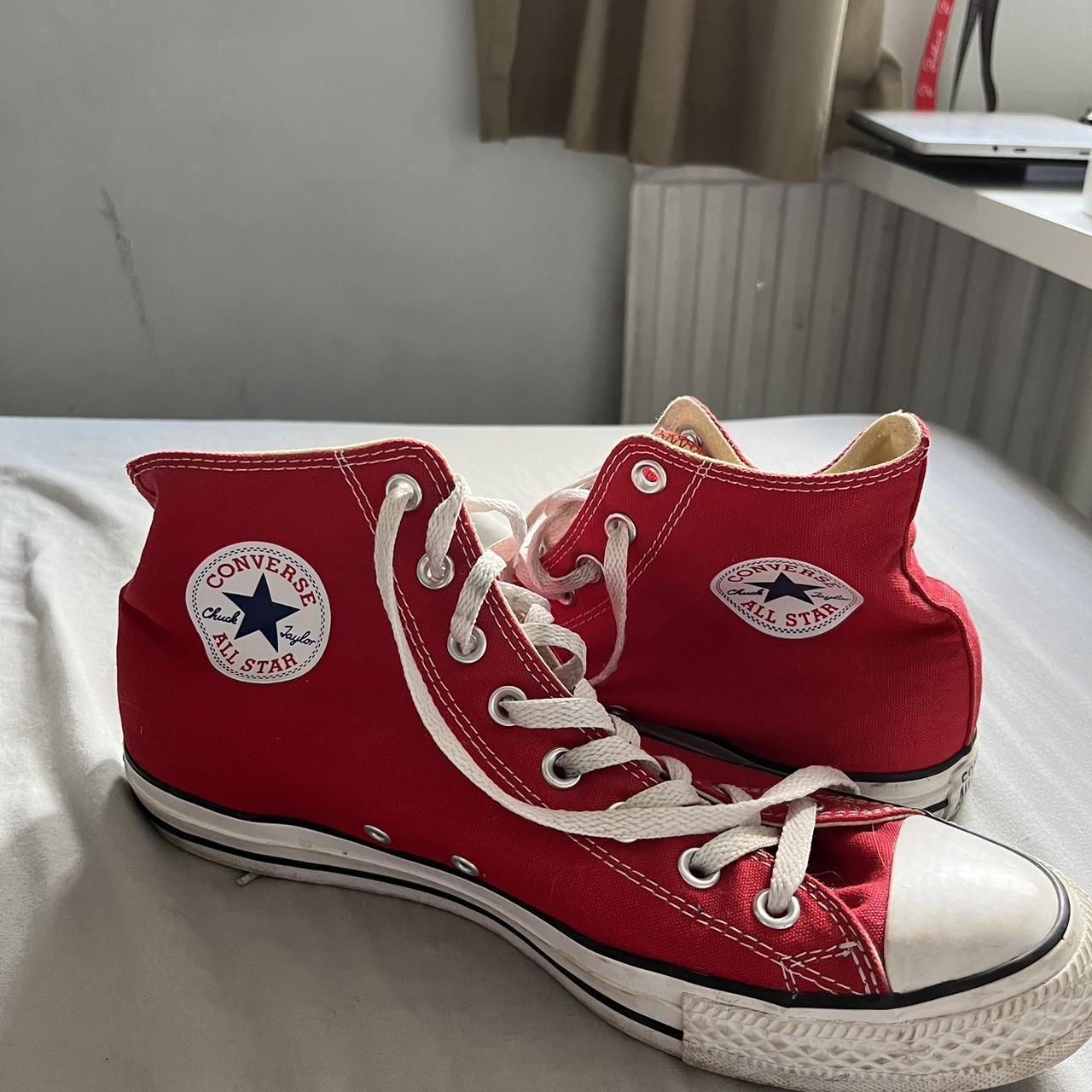 Red Converse High Top- size 10- Vintage... - Depop