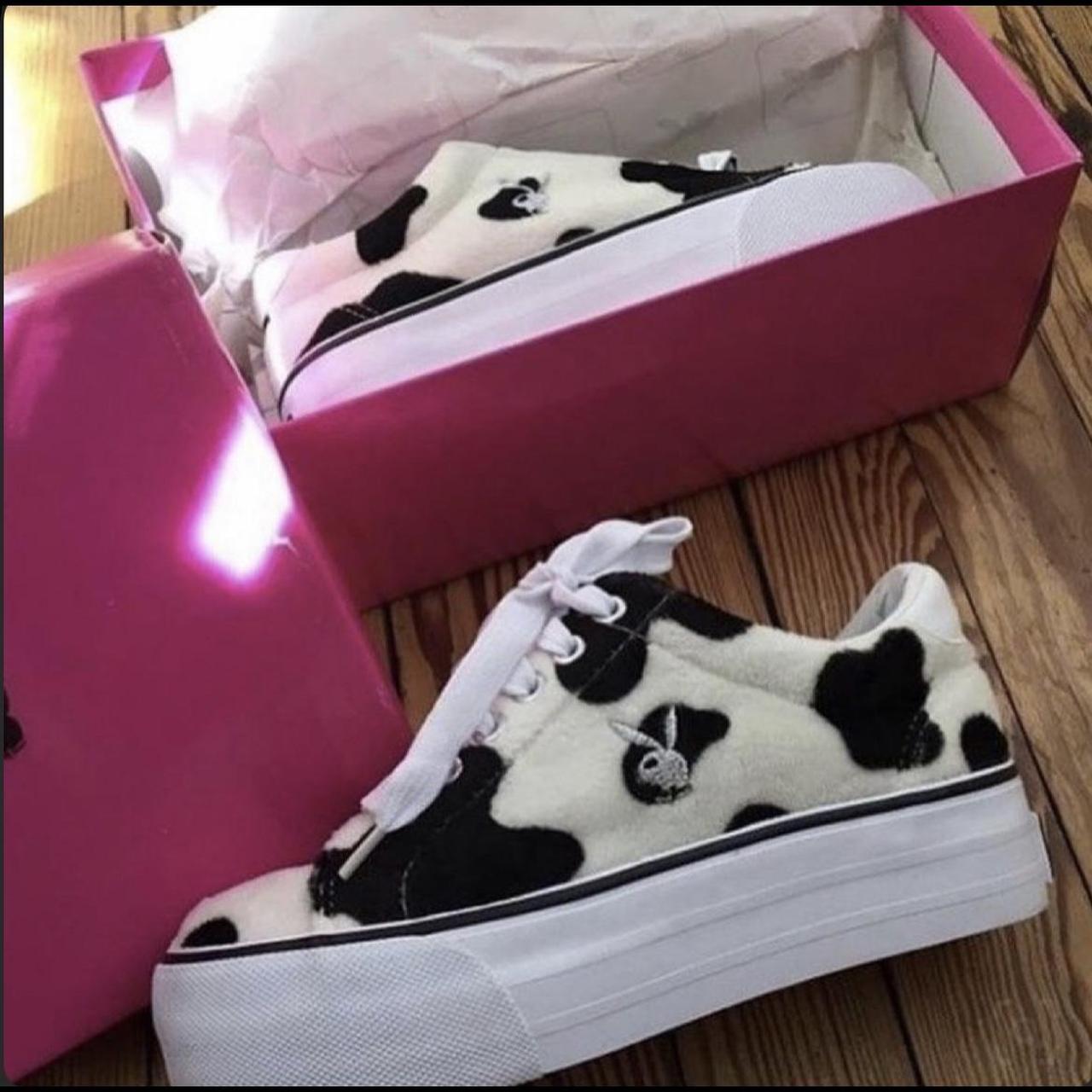 Playboy fuzzy cow platform sneakers outlet shoes