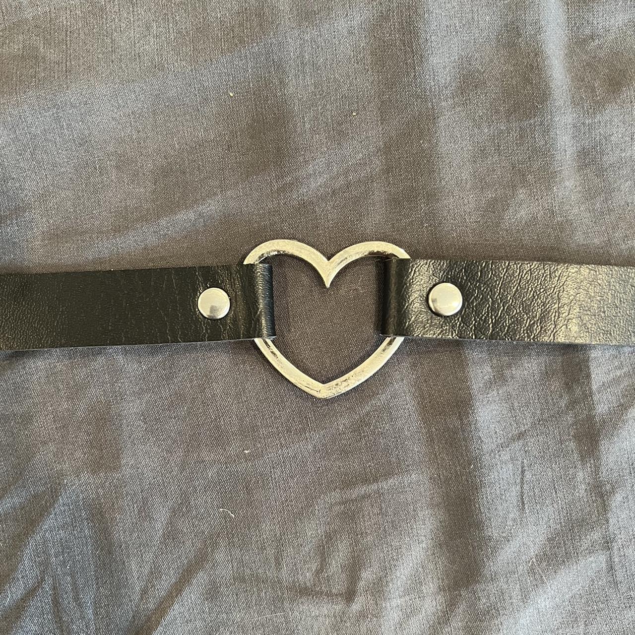 black heart silver rave choker, used... Depop