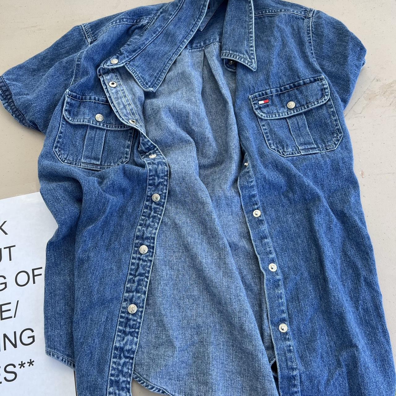 Tommy Hilfiger Women's Blue and Navy Shirt Depop