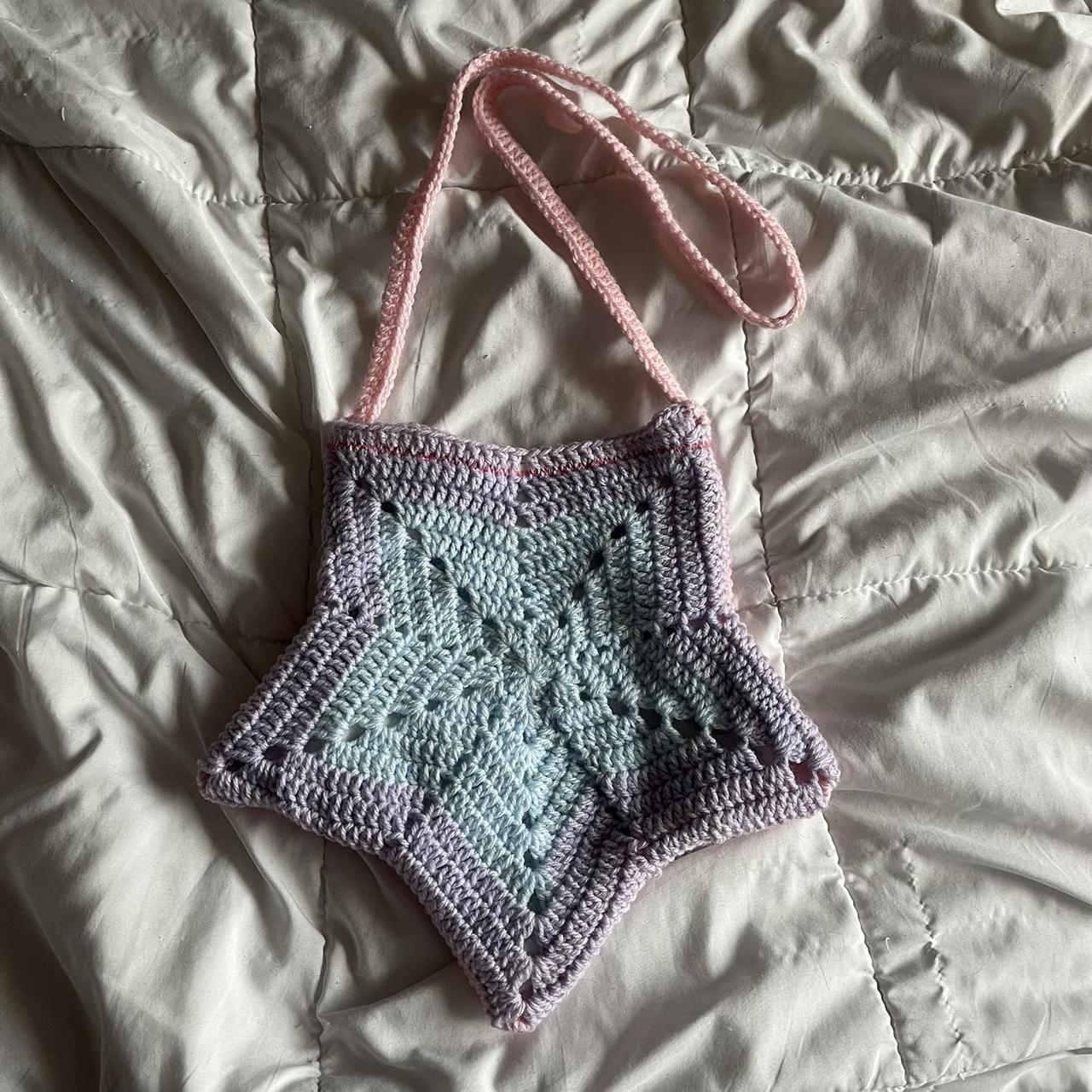 Colorful handmade (by me) crochet tote. Both sides - Depop