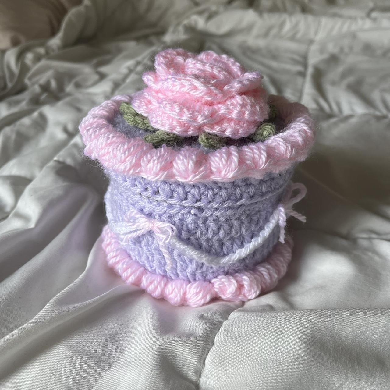 handmade crochet cake jewelry box made by me ready... Depop