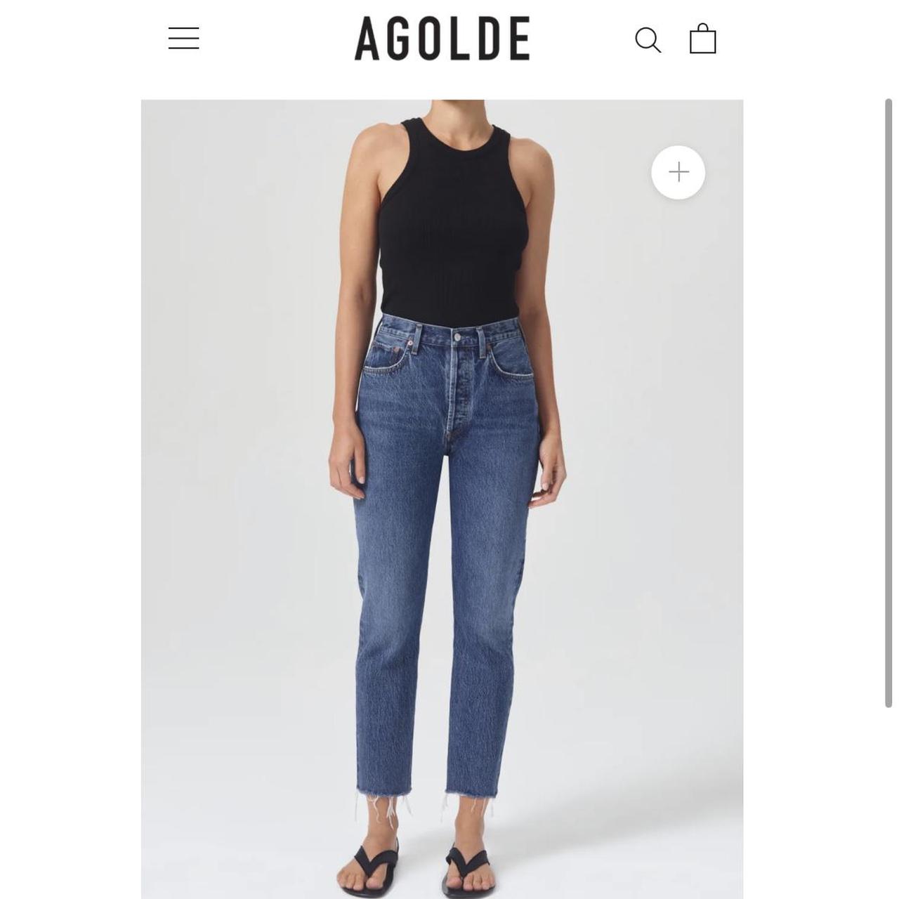 Agolde high rise Riley straight crop in dark wash Depop