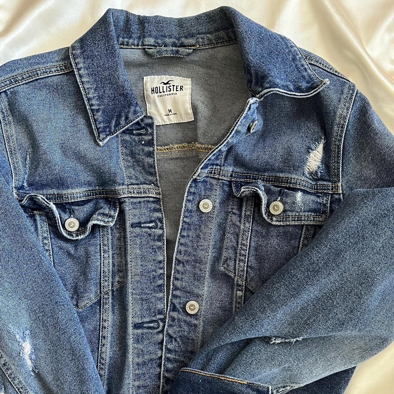 hollister cropped denim jacket literally the... Depop
