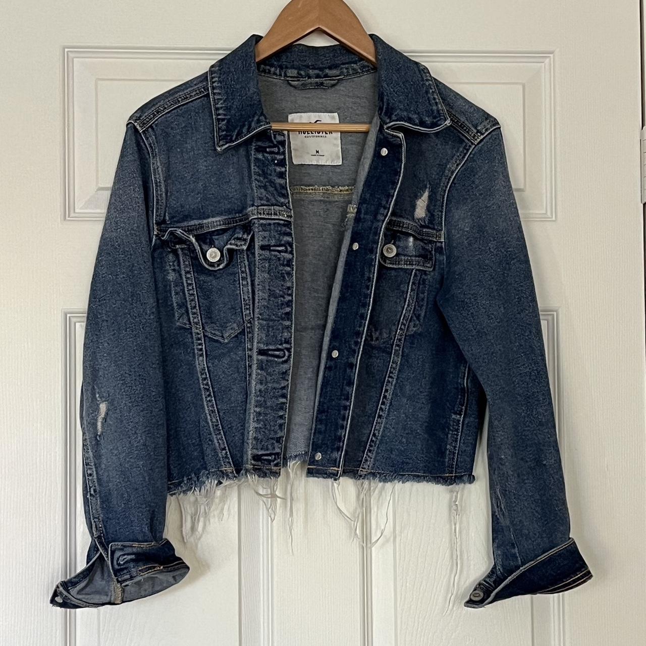 hollister cropped denim jacket literally the... Depop