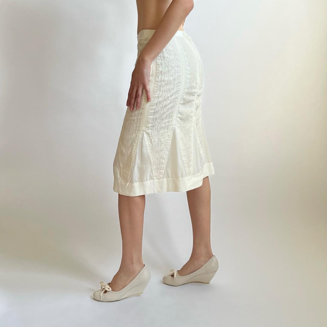 Vintage Women's Casual Skirt - Cream/White - XS –… - image 2