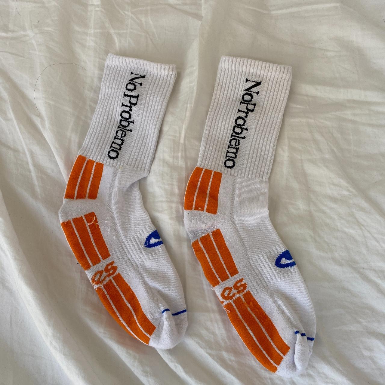 Aries Men's White and Orange Socks