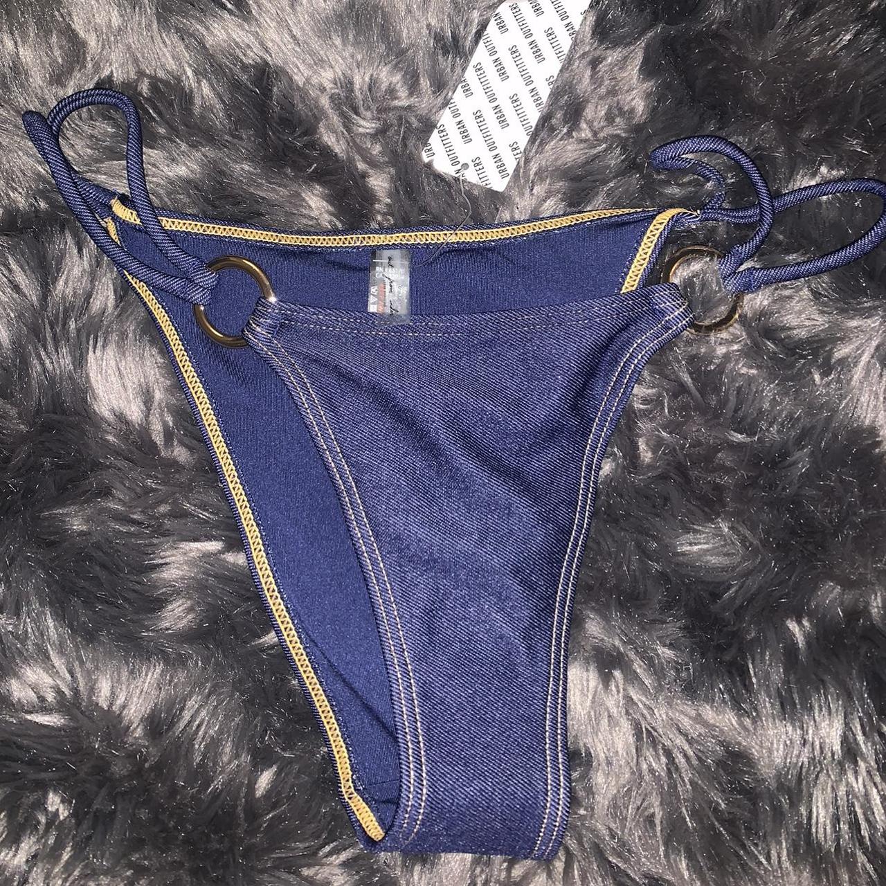 Urban Outfitters denim bikini bottom with metal ring... Depop