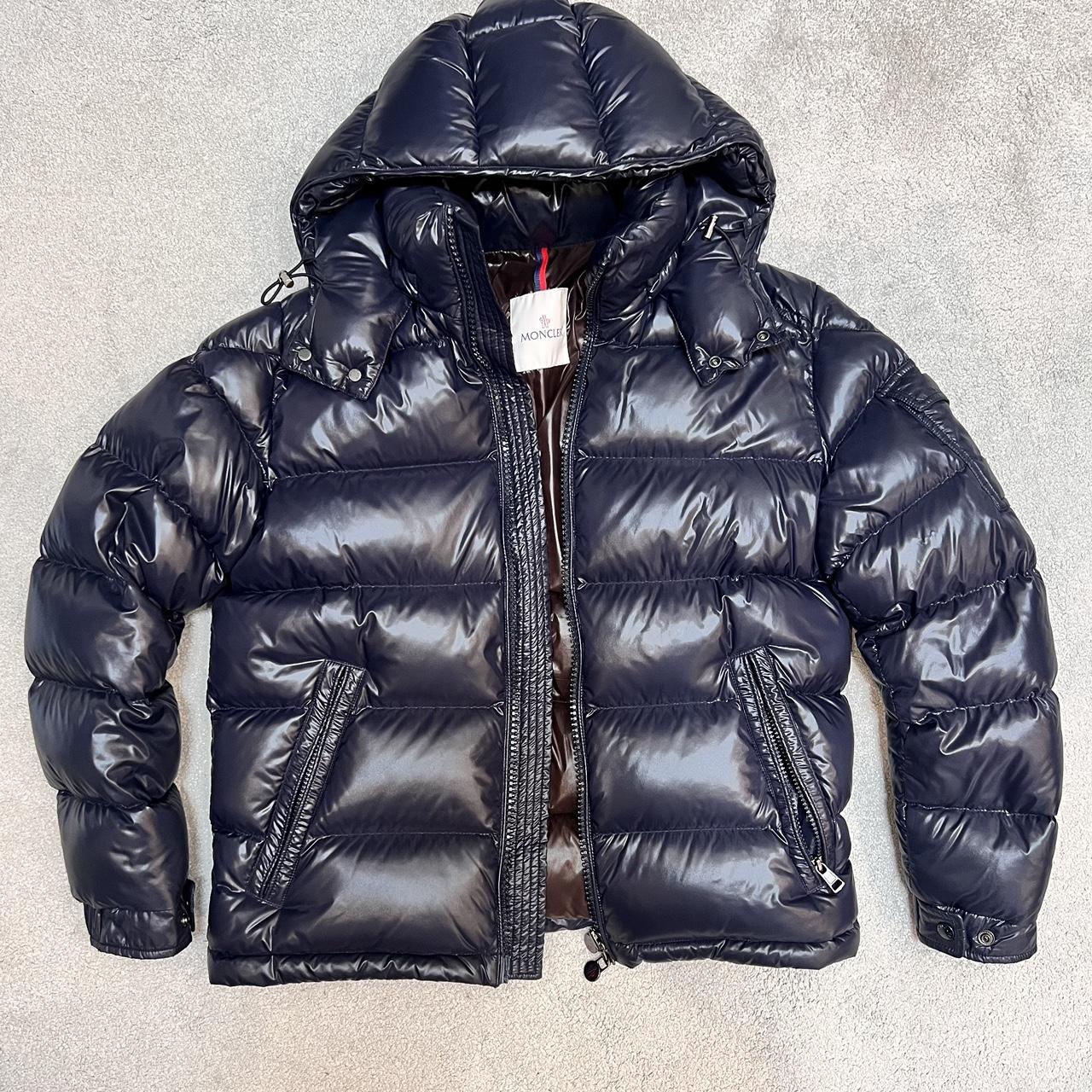 Moncler Maya Navy Size 2 fits S/M 9.5/10 condition... - Depop