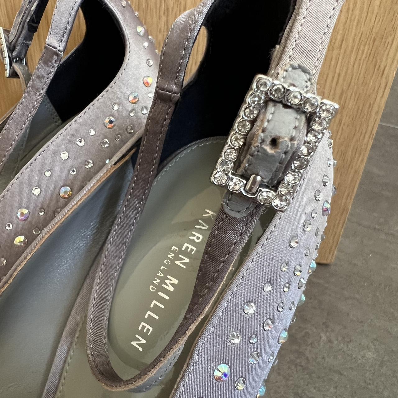 Karen Millen grey diamanté heels size 7 - Depop