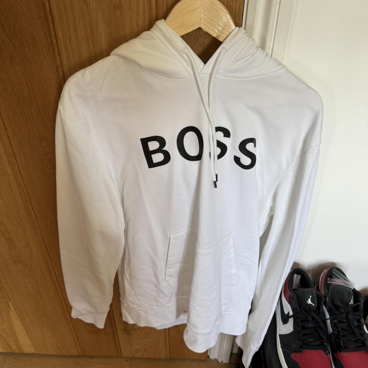 Mens white hugo boss jumper best sale