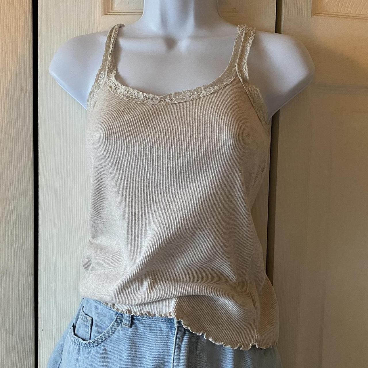 cream colored lace lined cami / tank top ! giving... - Depop