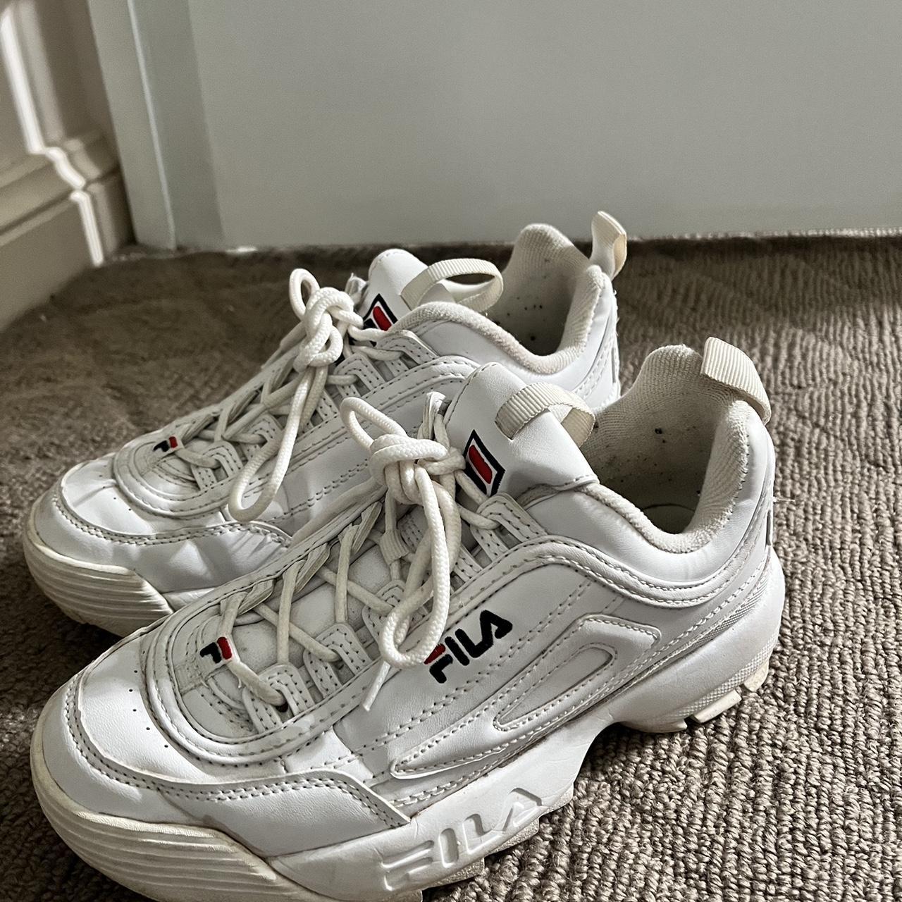 Fila white sneakers Shipping on these sneakers will... - Depop