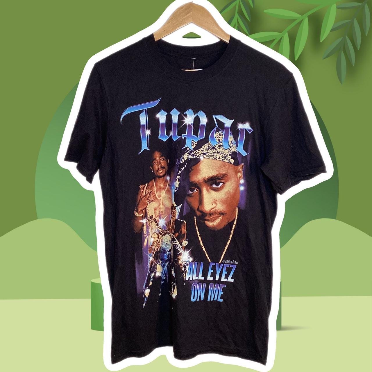 Tupac face t-shirt with ‘all eyez on me’ text at the... - Depop