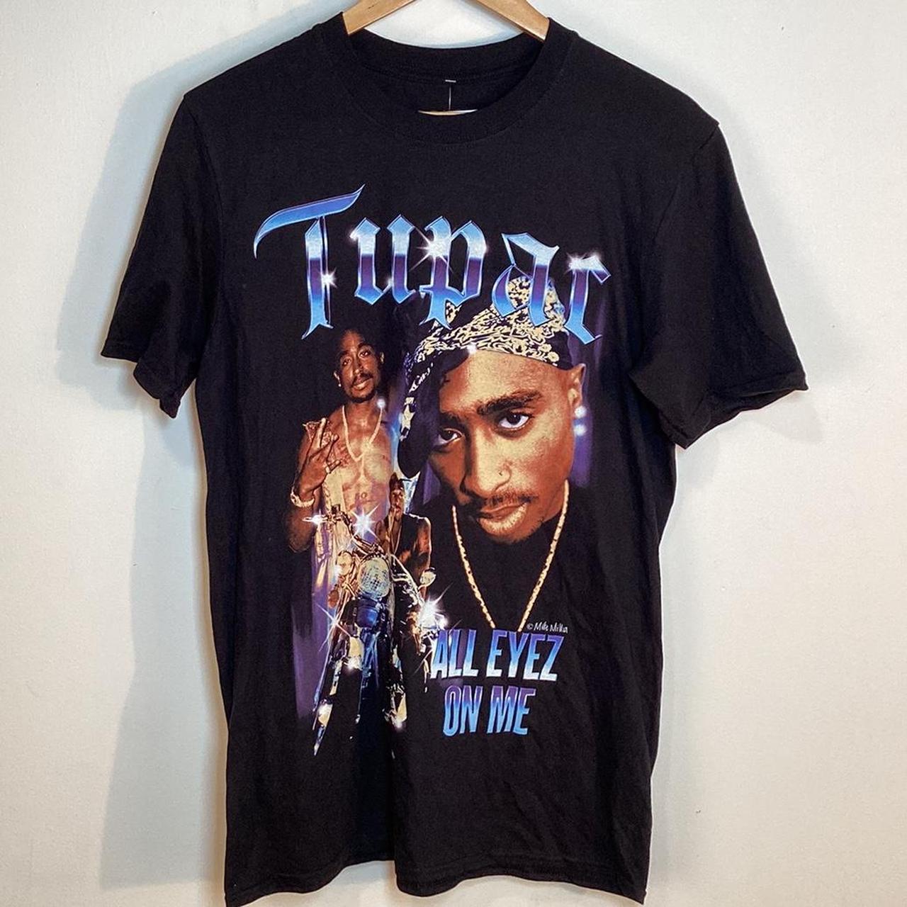 Tupac face t-shirt with ‘all eyez on me’ text at the... - Depop