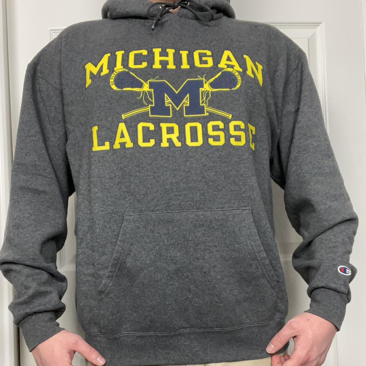 Vintage grey Michigan Lacrosse Champion hoodie