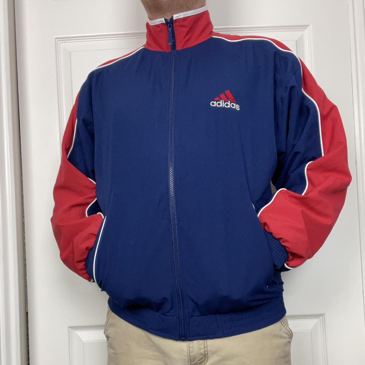 Y2K Adidas blue/red track jacket. Lovely piece with... Depop