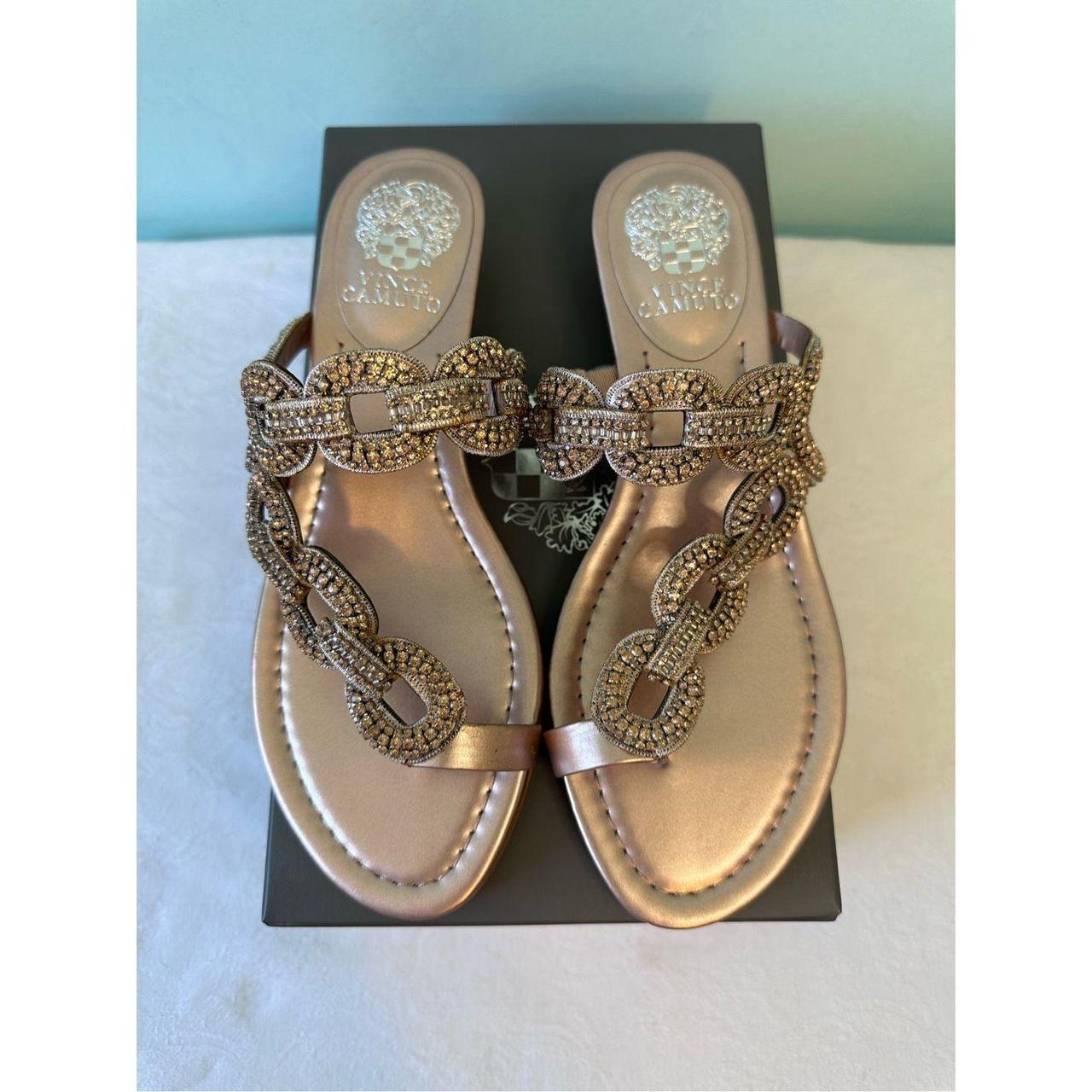 Vince Camuto Women's Gold Sandals | Depop